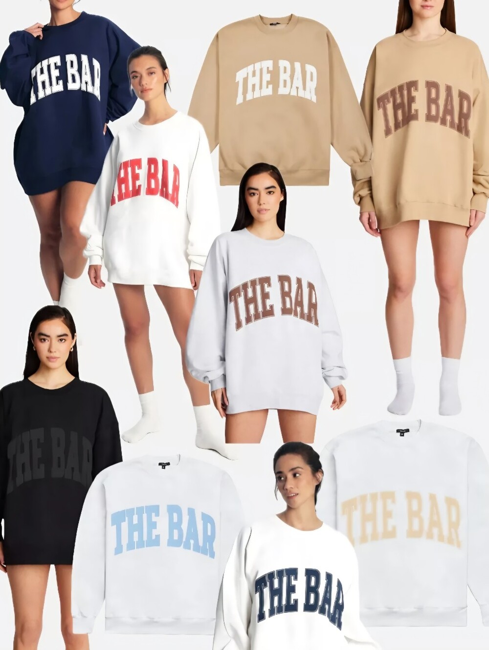 The Bar Varsity Sweatshirt Crew Neck XL Heavy Weight Soft White Navy Blue Logo
